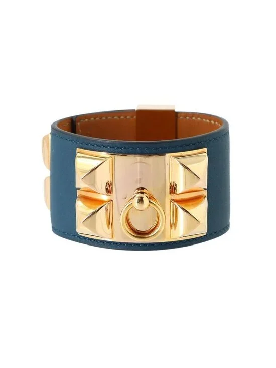 Hermes Collier de Chien Bangle Swift Corvere T-engraved Gold Bracelet - Picture 2 of 8